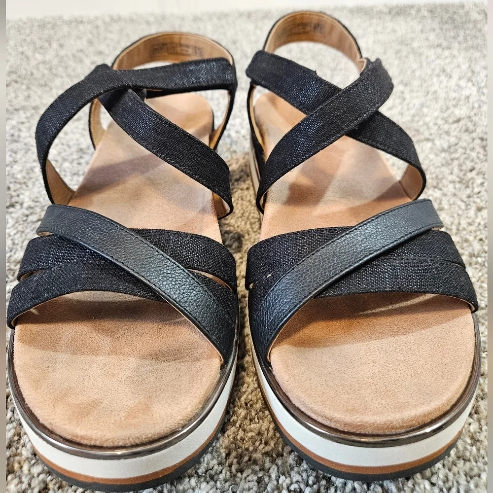 Vionic Kellyn Black Strappy Leather Platform Sandals 9 - Picture 12 of 13